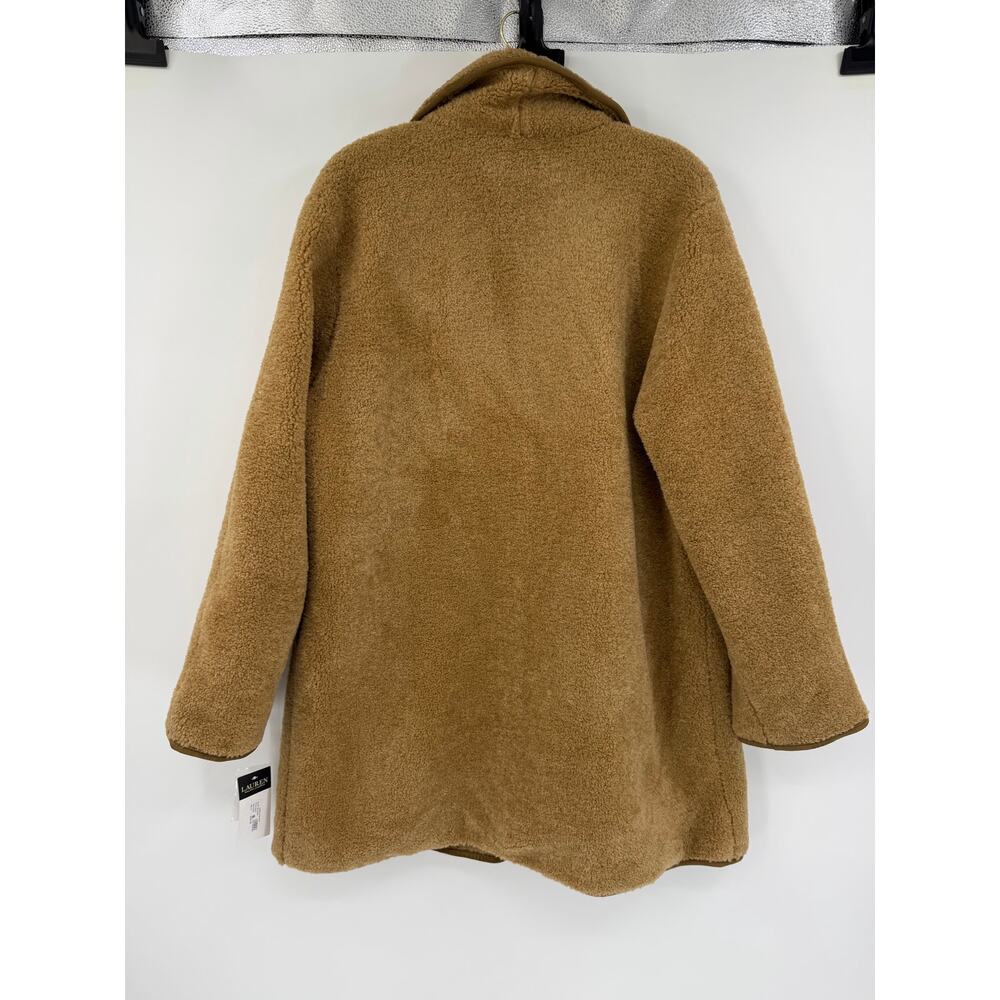 Ralph Lauren Womens Sherpa Coat Size XL Camel Shawl Collar Pockets Old Money - Picture 3 of 11